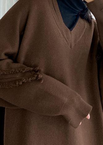 For Work V Neck Baggy Sweater Dress Outfit Moda Chocolate Funny Knitted Dress