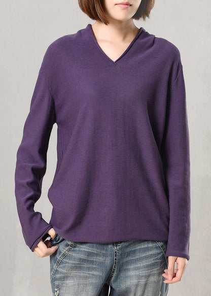For Work V Neck Wild Sweater Color Sweaters Purple