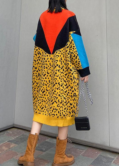 For Work Yellow Sweater Dresses Design Patchwork Hipster Spring Knit Dress