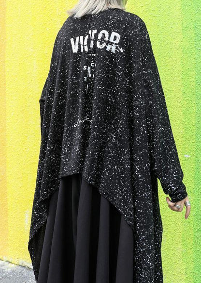 For Fall Blended Outwear Black Asymmetric Cardigan