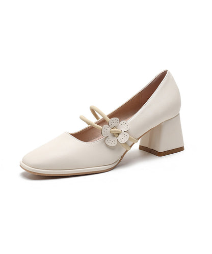 French Apricot One Word Buckle Chunky Heel
