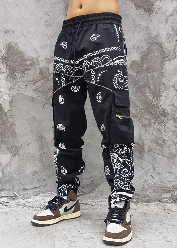 French Army Green Print Elastic Waist Cotton Harem Pants Fall