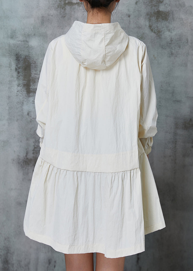 French Beige Exra Large Hem Patchwork Cotton Upf 50+ Coat Jacket Spring