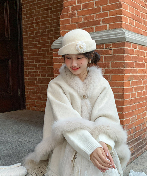 French Beige Pearl Woolen Bucket Hat