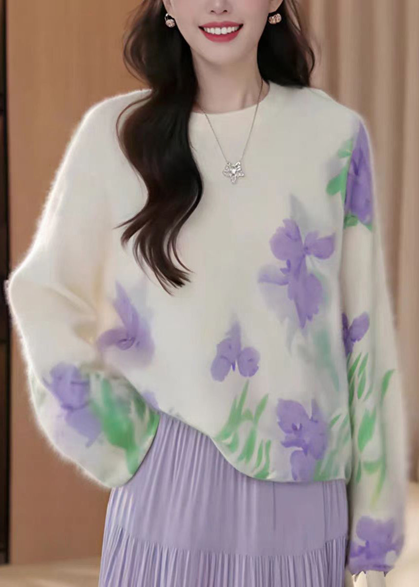 French Beige O Neck Knit Sweater Tops Fall