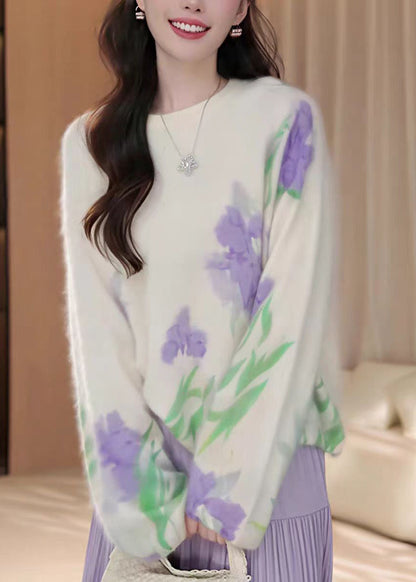 French Beige O Neck Knit Sweater Tops Fall