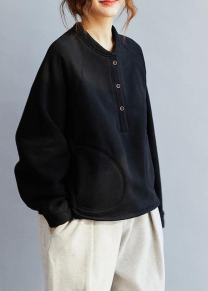 French Black  Cotton  Tops Women Blouses O Neck  Art Spring blouse