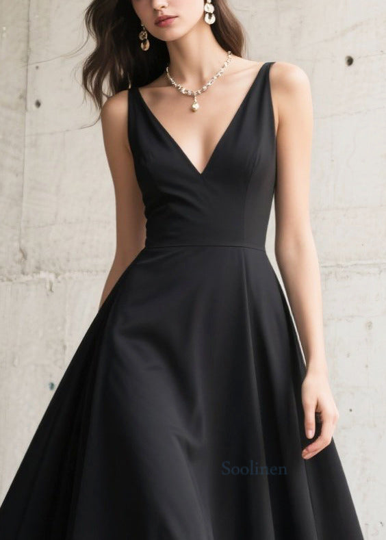 French Black Hollow Out Exra Large Hem Chiffon Long Dresses Summer