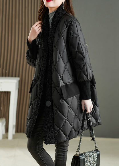 French Black Pocketsteddy Faux Fur Patchwork Blended Parka Winter