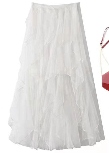 French Black High Waist Tulle Skirt Summer