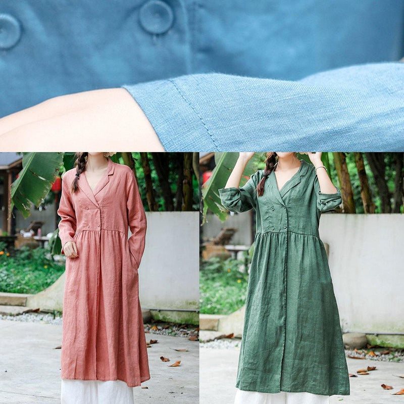 French Blue Clothes for Notched Tie Waist Robe Spring Dress