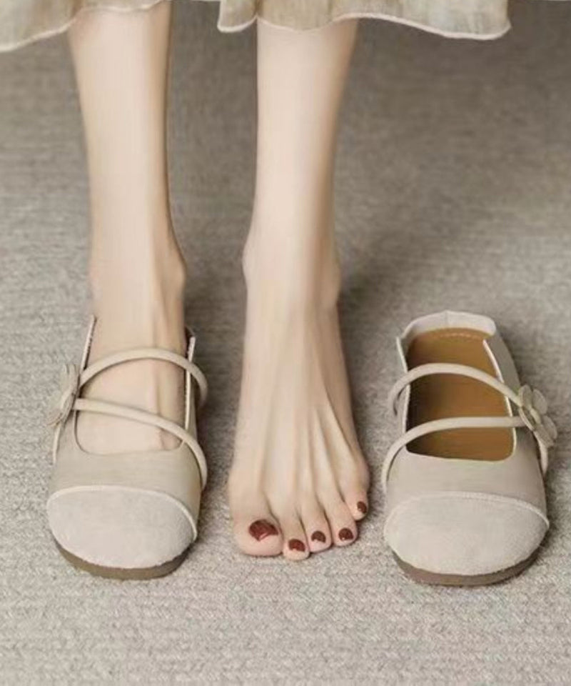 French Brown Flats Slide Sandals Hollow Out