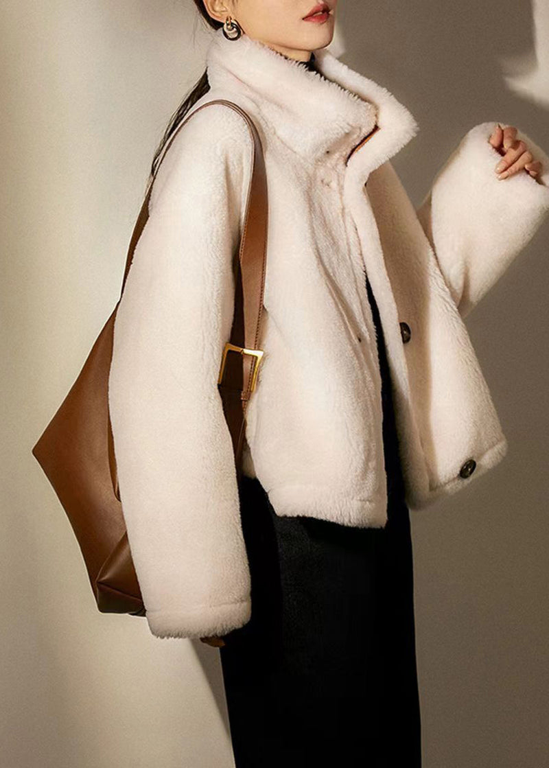 French Camel Peter Pan Collar Wear on Both Sides Wool Coats Winter