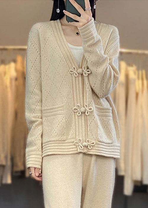 French Camel Button Pockets Wool Coat Spring