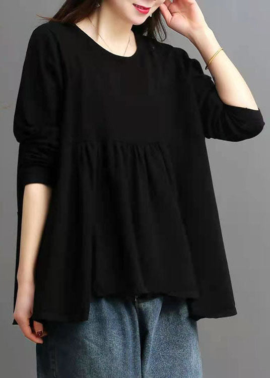 French Chocolate O-neck Asymmetrical Design Fall Knit Sweater