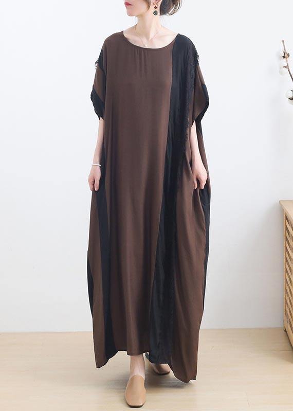 French Chocolate Patchwork Cotton Lace Summer Dresses
