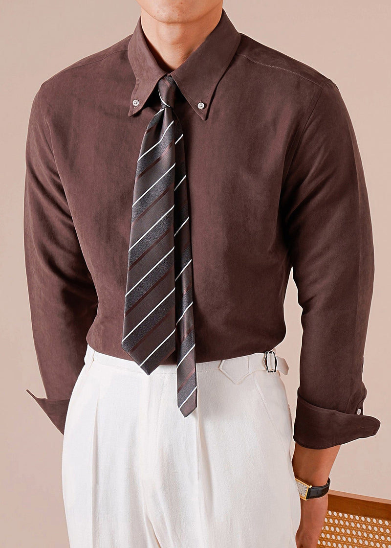 French Chocolate Peter Pan Collar Button Cotton Shirts Fall