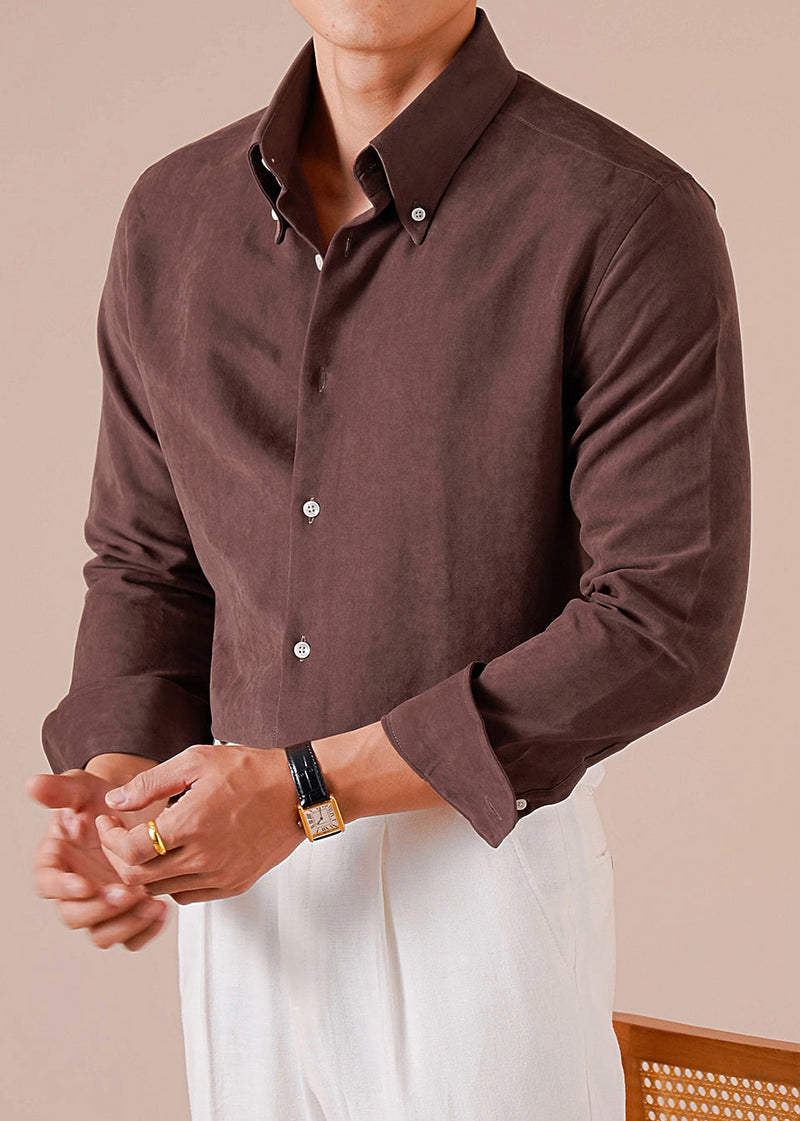 French Chocolate Peter Pan Collar Button Cotton Shirts Fall
