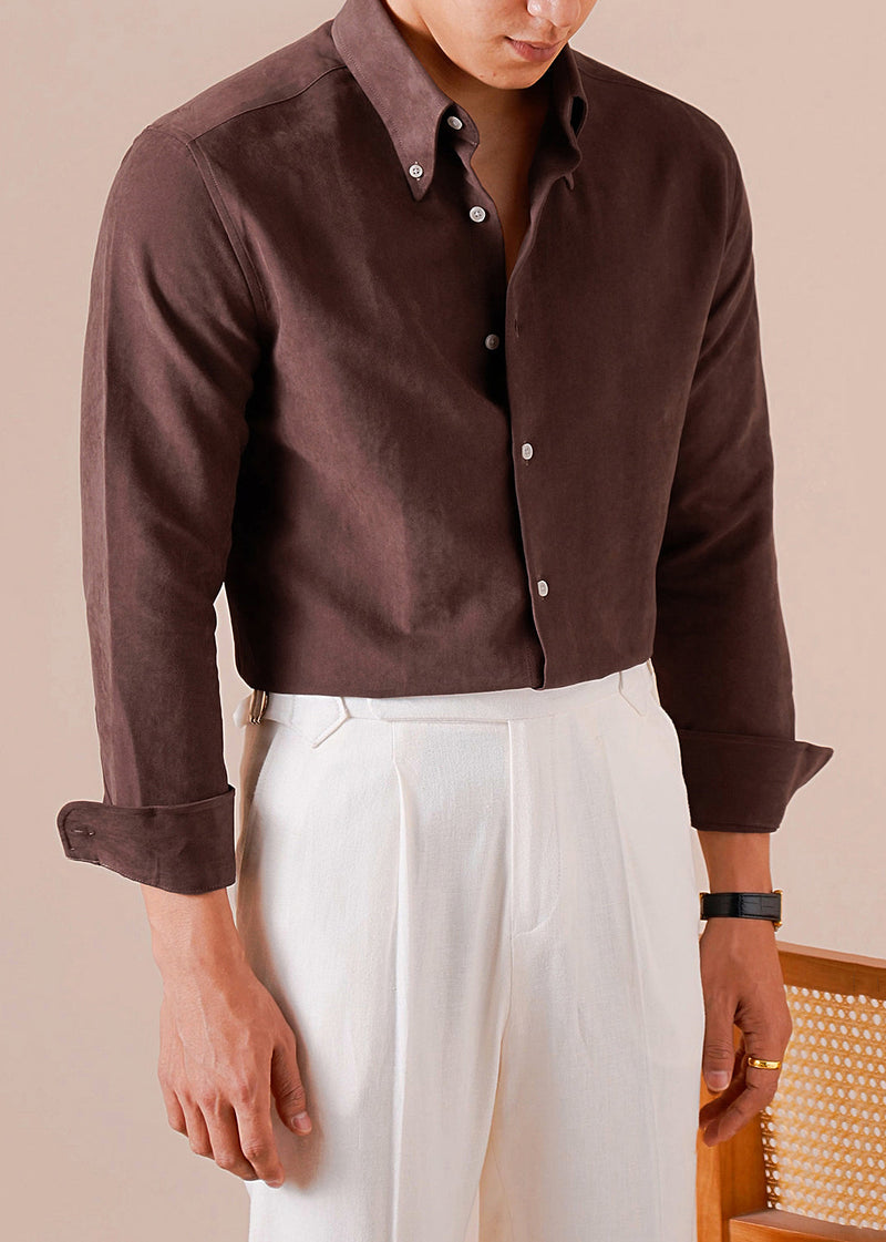 French Chocolate Peter Pan Collar Button Cotton Shirts Fall