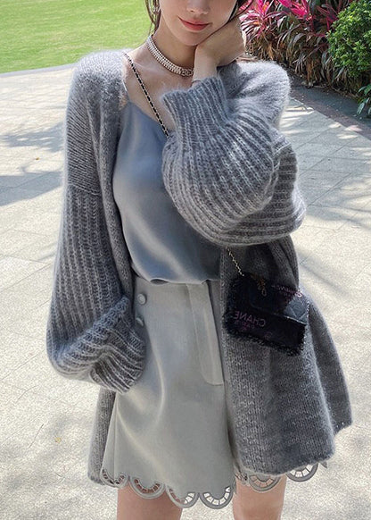 French Cozy Pomelo Red Woolen Cardigans Fall