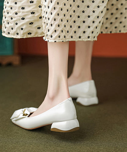French Grey Bow Splicing Penny Loafers