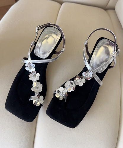 French Gold Faux Leather Wedge Heels Sandals