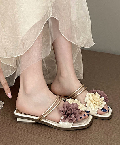 French Gold Flower Comfortable Slide Sandals Summer