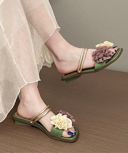French Gold Flower Comfortable Slide Sandals Summer