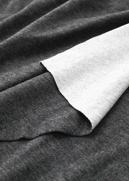 French Grey O-neck Patchwork Fall Dress Long Sleeve