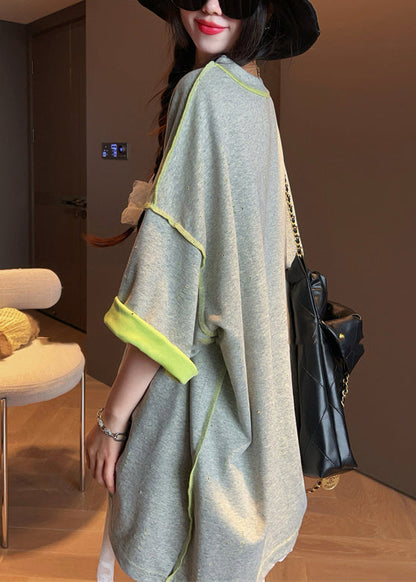 French Grey Oversized Wear on Both Sides Cotton Tanks Summer