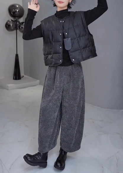 French Grey Oversized Woolen Harem Pants Spring