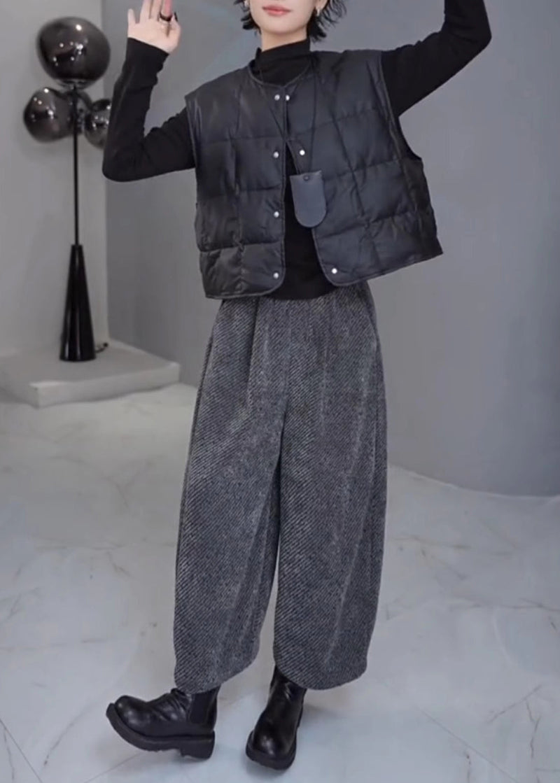 French Grey Oversized Woolen Harem Pants Spring