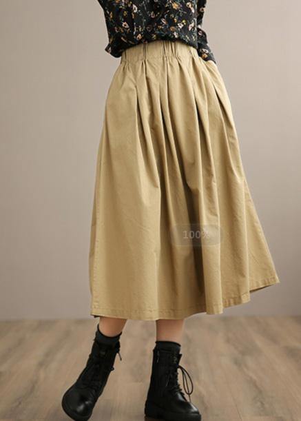 French Khaki Clothes for Elastic Waist Art Spring Dresses