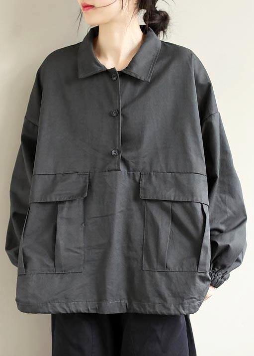 French Lapel Patchwork Spring Clothes For Women Photography Gray Blouses