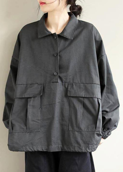 French Lapel Patchwork Spring Clothes For Women Photography Gray Blouses