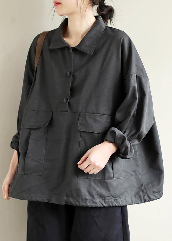 French Lapel Patchwork Spring Clothes For Women Photography Gray Blouses