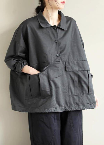 French Lapel Patchwork Spring Clothes For Women Photography Gray Blouses