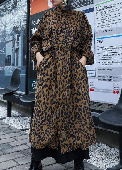 French Leopard Trench Coat Gifts Zippered Fall Coat