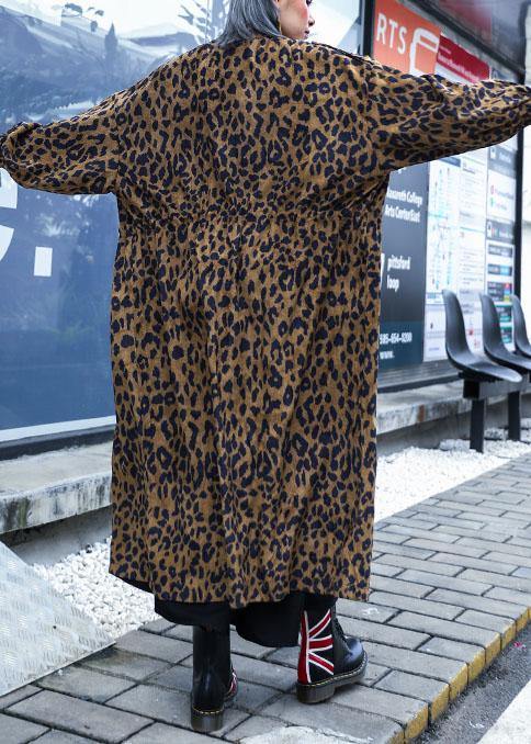 French Leopard Trench Coat Gifts Zippered Fall Coat