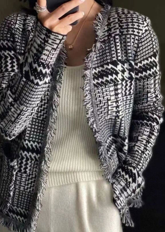 French Light Camel O-neck Tassel Woolen Cardigan Spring