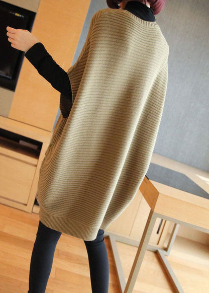 French Light Green O-neck Patchwork Fall Knit Knit Vest