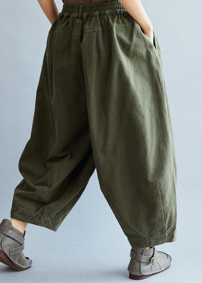 French Loose Trousers Arm Green Inspiration Elastic Waist Wild Pants