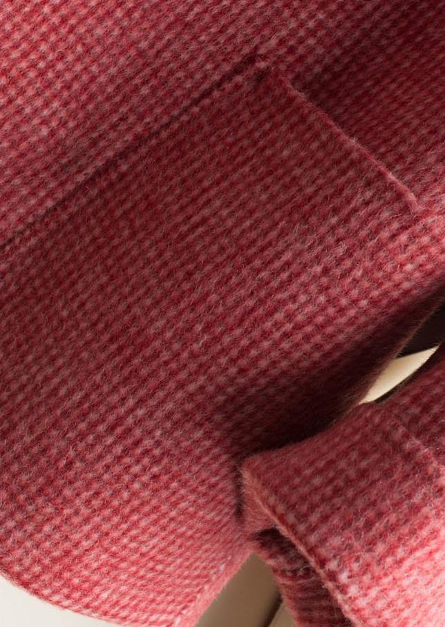 French Notched Pockets Tunic Coat Rose Plaid Daily Outwear