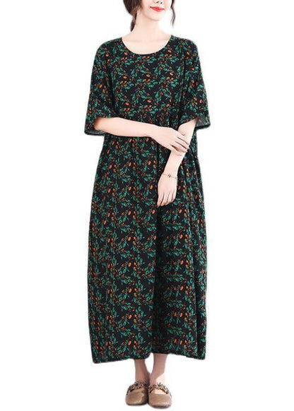 French Print Batwing Sleeve Oversize Summer Cotton Dress