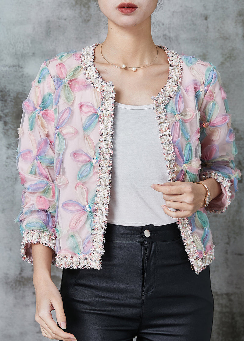 French Rainbow Zircon Tulle Short Coats Spring