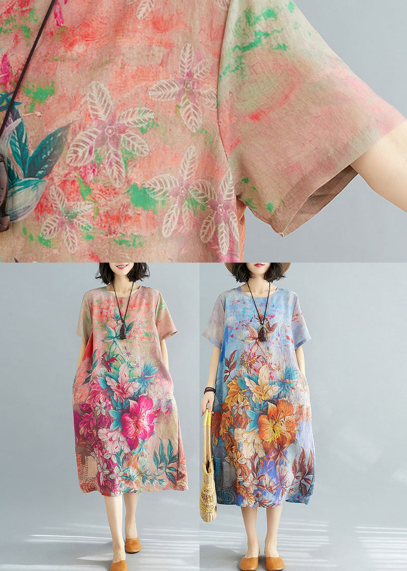 French Red O-neck Cozy Party Chiffon Long Dress Summer