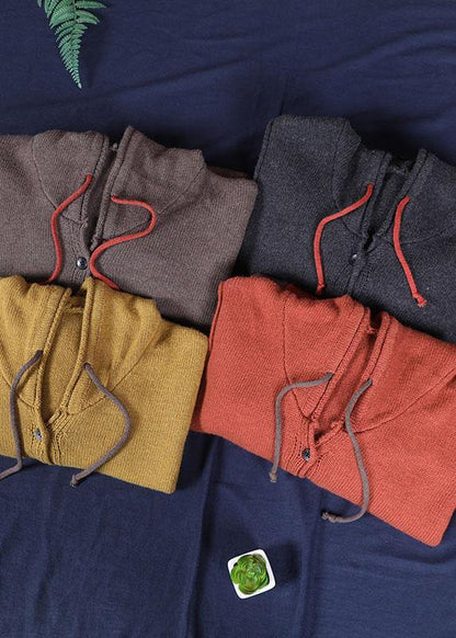 French Red Pockets Sweater Coat