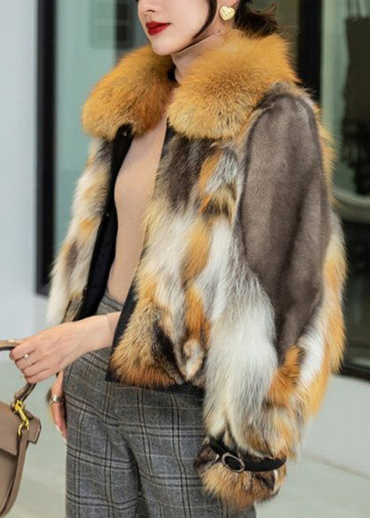 French Red Square Collar Warm Mink Velvet Leather and Fur Coat Winter