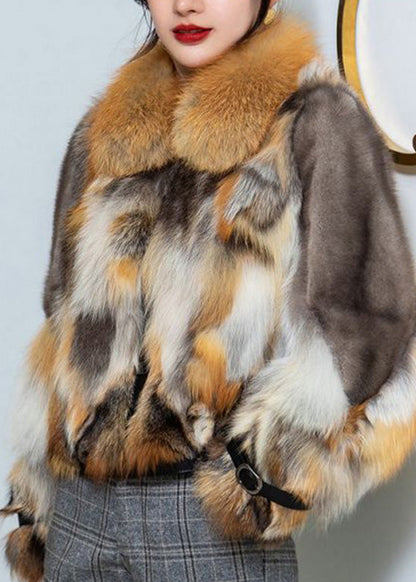 French Red Square Collar Warm Mink Velvet Leather and Fur Coat Winter