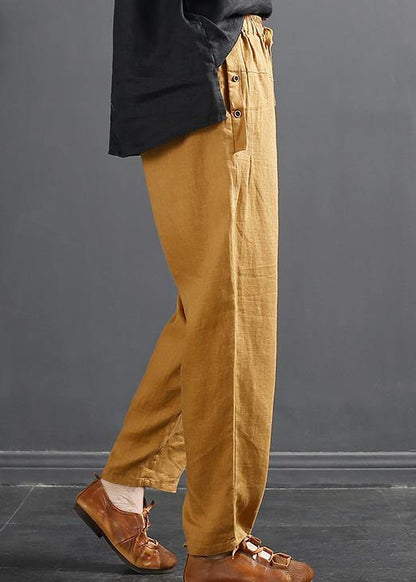 French Spring Wide Leg Pants Unique Yellow-print4 Inspiration Elastic Waist Wild Pants
